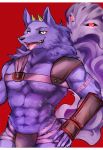  298_suzu abs anthro armor bathym canid canine canis clothed clothing demon horn looking_at_viewer male mammal muscular muscular_male solo tokyo_afterschool_summoners tongue tongue_out video_games wolf 