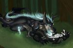  2016 animal_genitalia animal_penis armomen bioluminescence blue_eyes canine canine_penis claws detailed_background digital_media_(artwork) dragon duo erection feral feral_on_feral forest fur furred_dragon glowing glowing_penis glowing_tongue grass hi_res horn inner_ear_fluff knot licking lying male male/male mammal multicolored_fur on_back open_mouth oral outside penis penis_lick sex tail_tuft tapering_penis toeless_(marking) tongue tongue_out tree tuft 