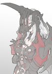  aranea_highwind armor breasts cleavage cleavage_cutout final_fantasy final_fantasy_xv gauntlets grey_eyes helmet horned_helmet huge_breasts koukaku long_hair silver_hair smile solo 