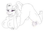  anthro ass_up big_breasts breasts feline female fez mammal mizukithia monochrome nipples nude open_mouth solo tassels tongue tongue_out 