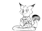  2016 ahappypichu-mod anthro book canine clothed clothing crossed_legs disney fox fur hi_res male mammal monochrome nick_wilde pillow reading sitting solo zootopia 