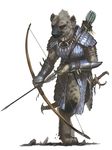  armor arrow bow dungeons_&amp;_dragons fangs female gnoll hyena jewelry mammal melee_weapon necklace official_art pathfinder ranger scale_mail solo sword warrior weapon 