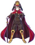  belt black_hair cape cosplay family_crest fate_(series) full_body hand_on_hip hat japanese_clothes kelinch1 koha-ace long_hair looking_at_viewer love_live! love_live!_school_idol_project military military_uniform oda_nobunaga_(fate) oda_nobunaga_(fate)_(cosplay) oda_uri peaked_cap red_eyes sheath sheathed smile solo sword twitter_username uniform weapon white_background yazawa_nico 