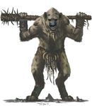  clothing dungeons_&amp;_dragons fangs gnoll hyena jewelry loincloth male mammal necklace official_art pathfinder spiked_club warrior weapon 