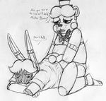  2015 all_fours anal anal_penetration animatronic anthro bear black_and_white blush bow_tie dialogue doggystyle english_text five_nights_at_freddy&#039;s five_nights_at_freddy&#039;s_2 from_behind_position hat inkyfrog lagomorph machine male male/male mammal monochrome penetration rabbit robot sex simple_background text top_hat toy_freddy_(fnaf) traditional_media_(artwork) video_games white_background withered_bonnie_(fnaf) 