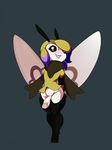  animal_humanoid antennae arthropod black_eyes blonde_hair clothing glans grey_background hair humanoid humanoid_penis insect_wings lavenderrose male nintendo penis pok&eacute;mon pokemon_humanoid purple_hair ribombee scarf shirt simple_background solo thigh_high_leggings video_games wings 