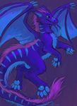  2016 amara_telgemeier balls blue_fur dragon feral fur furred_dragon hair male purple_hair solo 