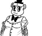  2015 animatronic anthro bear black_and_white bow_tie breasts cleavage clothed clothing crossgender female five_nights_at_freddy&#039;s freddy_(fnaf) hat inkyfrog looking_at_viewer machine mammal monochrome robot simple_background solo top_hat undressing video_games white_background 