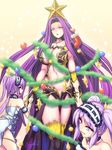  armlet armor bare_shoulders bikini_armor black_armor breasts choker christmas christmas_ornaments christmas_stocking christmas_tree cleavage collarbone dress euryale eyebrows eyebrows_visible_through_hair fate/grand_order fate/hollow_ataraxia fate/stay_night fate_(series) fingernails frilled_dress frills gorgon_(fate) hair_intakes hairband headdress hip_vent jewelry large_breasts lolita_hairband long_hair looking_at_viewer multiple_girls necklace open_mouth pelvic_curtain purple_eyes purple_hair purple_skirt revealing_clothes ribbon_choker rider scales sharp_fingernails siblings side_slit sidelocks signature skirt sleeveless sleeveless_dress smile star stheno stomach thighs tsurime twins twintails very_long_hair white_dress wrist_grab zephid 