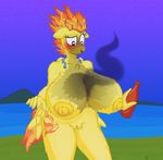  anthro beach big_breasts bikini blush bottle breasts brown_eyes burnt clothing clothing_malfunction cutie_mark equine feathered_wings feathers female friendship_is_magic fur gunpowdergreentea hair horse huge_breasts mammal my_little_pony night_sky nipples nude open_mouth orange_hair pegasus pony pussy seaside smile smoke spitfire_(mlp) surprise swimsuit thick_thighs water wide_hips wings wonderbolts_(mlp) 