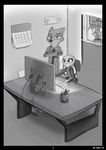  2017 anthro canine clothed clothing comic computer crossed_arms disney duo fox green_eyes judy_hopps lagomorph mammal monitor nick_wilde police_uniform purple_eyes rabbit restricted_palette sitting uniform yitexity zootopia 