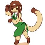  androgynous brown_hair copyright_request eyes_closed furry long_hair ohakotome paw_pose tail weasel 