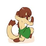  androgynous back brown_hair copyright_request furry long_hair ohakotome pose tail weasel 