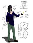  2016 athenia black_hair chimera clothed clothing colored digital_media_(artwork) english_text female hair human hybrid krevven mammal model_sheet simple_background solo standing text warrior weapon 