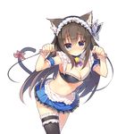  animal_ears arm_garter blush bow breasts brown_hair cat_ears cat_tail cleavage cowboy_shot detached_collar emma_beauty frilled_legwear headdress large_breasts leaning_forward long_hair looking_at_viewer navel nekomu nose_blush official_art paw_pose single_thighhigh skirt smile solo tail tail_bow thighhighs transparent_background uchi_no_hime-sama_ga_ichiban_kawaii wristband 