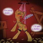  2015 bdsm blush bondage bound cutie_mark dialogue digital_media_(artwork) enlgish_text equine feathered_wings feathers female feral fluttershy_(mlp) forced forced_orgasm friendship_is_magic fur hair hooves horse magic mammal masturbation my_little_pony nude open_mouth orgasm pegasus pink_hair pony sex_toy simple_background sinicalsix solo standing text tied_hair unseen_character wings 