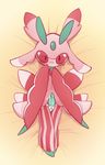  arthropod blush clothing cum insect looking_at_viewer lurantis lying male mantis mcsweezy nintendo on_back orchid_mantis panties penis pok&eacute;mon solo underwear video_games 