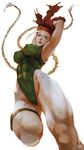  21yc_(september_breeze) abs armpits belt beret blonde_hair blue_eyes braid cameltoe cammy_white covered_navel covered_nipples from_below gloves green_leotard groin hat highres leotard lips long_hair solo street_fighter twin_braids white_background 