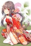  brown_hair japanese_clothes kimono konomi_(yappen) long_hair looking_at_viewer original red_eyes solo yappen 