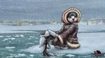  anthro arctic city cityscape coat cybernetics cyberpunk cyborg eyewear female goggles harp_seal ice lake machine mammal marine metadragonart mittens outside pinniped seal smile snow snowing solo 