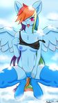  2016 anthro areola blue_feathers blue_skin breasts clothing cloud equine eyelashes feathered_wings feathers female friendship_is_magic hair hi_res kato瑋 legwear long_hair looking_at_viewer mammal multicolored_hair my_little_pony open_mouth pegasus rainbow_dash_(mlp) rainbow_hair underwear wings 