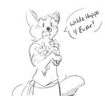  2016 anthro canine clothed clothing dialogue disney female fox iji mammal monochrome plushie speech_bubble standing tears text zootopia 