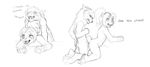  bent_over black_and_white blush canine cub english_text female from_behind_position knotting li_li_stormstout looking_back male mammal monochrome pandaren sex simple_background sketch snowskau text video_games warcraft were werewolf white_background worgen young 