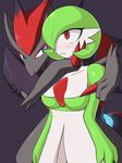 animated aoinu assisted_exposure blue_eyes breasts duo female gardevoir humanoid male nintendo nipples one_breast_out open_mouth pok&eacute;mon red_eyes video_games zoroark 