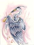  ambiguous_gender anthro avian bird feathered_wings feathers flute great_blue_heron heather_bruton heron musical_instrument solo wings 