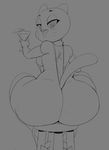 2017 anthro beverage big_butt breasts butt cartoon_network cat chair clothed clothing digital_media_(artwork) feline female footwear glass gloves high_heels legwear looking_at_viewer mammal mother nicole_watterson open_mouth parent presenting raised_tail shoes simple_background solo string_bikini stripper the_amazing_world_of_gumball thecon thigh_highs under_boob whiskers 