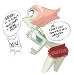  alien blue_eyes brokenlynx21 cartoon_network clothing female gem_(species) hair pearl_(steven_universe) pink_hair shorts steven_universe 