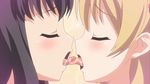  2girls animated animated_gif eroge!_h_mo_game_mo_kaihatsu_zanmai eyes_closed fujiwara_momoka himeno_kisara kiss multiple_girls saliva tongue yuri 
