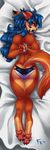  2015 anthro anus bird&#039;s-eye_view blue_hair breasts butt butt_heart canine carmelita_fox claws clothing collar curly_hair dakimakura_design digitigrade female fluff-kevlar fox full-length_portrait fur hair handcuffs hands_behind_back high-angle_view hindpaw lipstick long_hair looking_at_viewer looking_back lying makeup mammal markings multicolored_fur nipples nude on_front open_mouth panting pawpads paws piercing portrait rear_view shackles side_boob sly_cooper_(series) socks_(marking) solo toe_claws tongue tongue_out two_tone_fur underwear video_games 