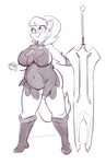  2016 anthro big_breasts boots breasts butt cat clothing cosplay dbaru digital_media_(artwork) eyewear feline female footwear glasses gloves mammal melee_weapon mrs._katswell navel nickelodeon side_boob simple_background slightly_chubby smile sword t.u.f.f._puppy translucent weapon 