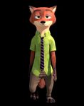 2016 animated anthro barefoot black_claws black_fur black_pawpads canine claws disney fluffy fluffy_tail fox fur green_eyes half-closed_eyes john2903 loop male mammal multicolored_fur nick_wilde orange_fur pawpads paws simple_background smile solo toes two_tone_fur zootopia 