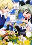  :d ;d ^_^ absurdres anchovy anzio_school_uniform assam beret blonde_hair blue_eyes blue_sweater blush blush_stickers braid calendar_(medium) carpaccio clara_(girls_und_panzer) closed_eyes collared_shirt cup dandelion dandelion_seed darjeeling eating eyebrows_visible_through_hair feeding flower food fruit girls_und_panzer hat highres index_finger_raised katyusha military military_uniform mug multiple_girls necktie nina_(girls_und_panzer) nonna one_eye_closed open_mouth orange_pekoe pepperoni_(girls_und_panzer) pleated_skirt pravda_school_uniform rosehip school_uniform shirt skirt smile st._gloriana's_school_uniform strawberry sweater tanaka_katsunori uniform white_shirt 