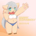  artist_request dog furry happy_birthday long_hair open_mouth silver_hair teal_eyes 
