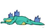  2017 alligator crocodile crocodilian digestion feraligatr fuz-e_(artist) mammal nintendo pok&eacute;mon reptile saliva scalie simple_background sleeping video_games vore 