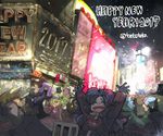  2017 artist_request cat furry happy_new_year kiss multiple_girls multple_boys panda rabbit 