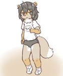  artist_request black_eyes black_hair fox furry school_sportswear short_hair 