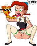  2016 anthro anus balls beanie bottomless breasts clothed clothing eyewear female fingering food_creature gkg green_eyes hair hat human legwear male male/female mammal masturbation not_furry pizza_steve plump_labia pussy raised_arm red_hair simple_background smile sunglasses thigh_highs tongue tongue_out uncle_grandma uncle_grandpa vaginal vaginal_fingering 