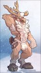  absurd_res anthro antlers armpit_hair armpits biceps biped body_hair brown_fur cervine chest_hair chest_tuft clothed clothing detailed_background digital_media_(artwork) digitigrade dripping fur grey_fur hairy hi_res hooves horn jockstrap kougatalbain looking_at_viewer male mammal manly motion_blur multicolored_fur muscular muscular_male no_swift outside partially_clothed precum reindeer snow solo tan_fur tuft underwear white_fur 