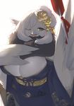  brown_eyes furry japanese_clothes kishibe long_hair white_hair year_of_the_rooster 