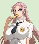  bad_id bad_pixiv_id blue_eyes breasts earrings food huge_breasts jewelry juliana_eberhardt kenji_t1710 long_hair necktie pink_hair popsicle senjou_no_valkyria senjou_no_valkyria_2 solo 