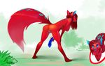  2017 anthro breasts butt canine dildo female fur hair hi_res mammal nipples nude presenting presenting_hindquarters pussy_juice red_fur red_hair sex_toy shnider solo tongue tongue_out 