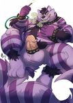  alice_in_wonderland anthro balls bdsm belly biceps body_hair cat cheshire_cat chest_hair digital_media_(artwork) disney donryu erection feline fur grin hair happy_trail harness humanoid_penis male mammal muscular muscular_male nipple_piercing nipples nude overweight penis piercing purple_fur purple_hair simple_background smile smoke smoking solo striped_fur stripes teeth testicle_cuff white_background wrist_cuff yellow_eyes 