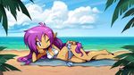  beach bikini clothing cute female genie hair looking_at_viewer mammal pose purple_hair seaside shantae shantae_(series) smile solo swimsuit tanned video_games wayforward 