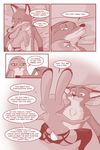  2017 akiric anthro canine clothed clothing comic dialogue disney duo english_text female fox garter_belt garter_straps judy_hopps lagomorph legwear lying male male/female mammal monochrome nick_wilde nude on_back on_lap on_top panties rabbit red_and_white stockings text topless underwear zootopia 