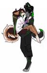  anthro canine clothed clothing duo eyes_closed female fur hair hiddenwolf kissing male male/female mammal smile standing 
