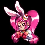  :o animal_ears black_background bow bunny_ears cake_hair_ornament choker close-up cure_whip extra_ears food food_themed_hair_ornament food_themed_ornament fruit hair_ornament hairband kirakira_precure_a_la_mode long_hair looking_at_viewer magical_girl ninomae open_mouth pink_bow pink_choker pink_hair precure puffy_sleeves red_eyes solo strawberry twintails usami_ichika 